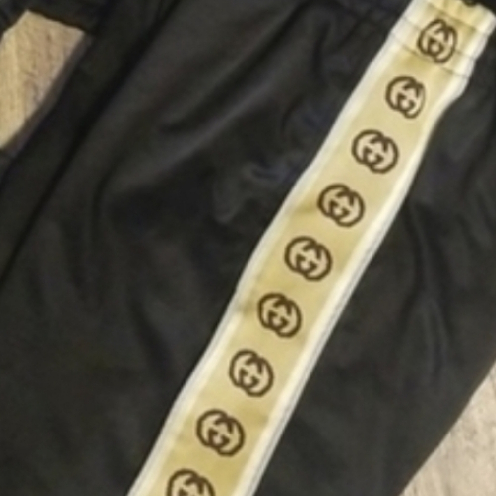 Gucci GG Small Monogram Legs Black Tan Reflective Trim Track Suit Jogger Bottoms - Picture 11 of 12